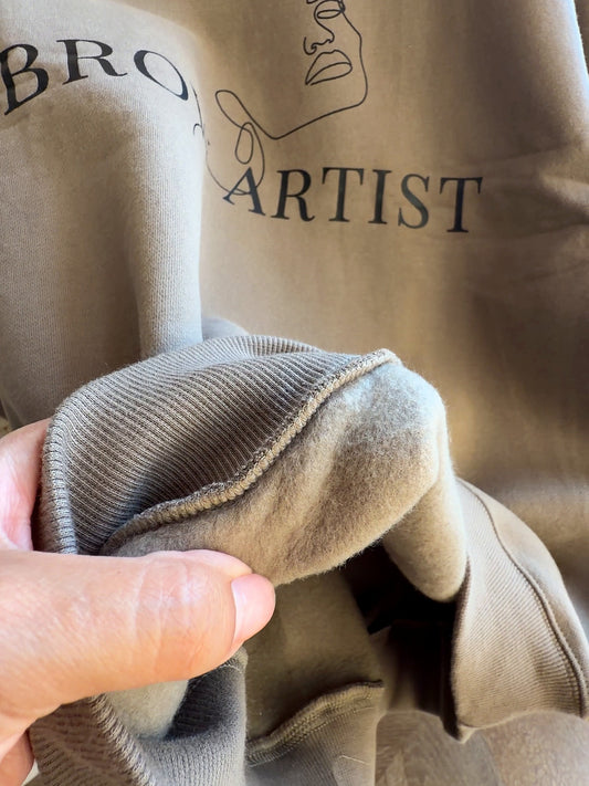 Brow Artist heavyweight crewneck in taupe